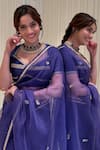 Kalakari by Akanksha_Purple Pure Silk Organza Embroidery Sequin Gulkhera And Aari Saree With Blouse _at_Aza_Fashions