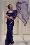 Buy_Kalakari by Akanksha_Purple Pure Silk Organza Embroidery Sequin Gulkhera And Aari Saree With Blouse 