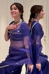 Kalakari by Akanksha_Purple Pure Silk Organza Embroidery Sequin Gulkhera And Aari Saree With Blouse _Online