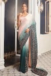 Buy_Masumi Mewawalla x AZA_Green Satin Organza Embroidered Jaal Scoop Ombre Pre-draped Saree With Blouse 