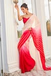 Buy_Masumi Mewawalla x AZA_Pink Satin Organza Embroidered Striped Ombre Pre-draped Saree With Blouse _Online_at_Aza_Fashions