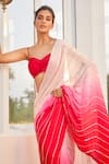 Buy_Masumi Mewawalla x AZA_Pink Satin Organza Embroidered Striped Ombre Pre-draped Saree With Blouse _Online