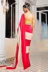 Buy_Masumi Mewawalla x AZA_Pink Natural Crepe Embroidered Color Block Pre-draped Saree With Neon Blouse 