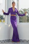 Buy_Masumi Mewawalla x AZA_Purple Mashroo Embroidered Floral Notched Lapel Crop Blazer And Draped Skirt Set _at_Aza_Fashions