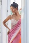 Shop_Masumi Mewawalla x AZA_Pink Mashroo Embroidered Sequins Sweetheart Ombre Corset Saree Gown _Online_at_Aza_Fashions