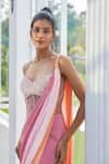 Buy_Masumi Mewawalla x AZA_Pink Mashroo Embroidered Sequins Sweetheart Ombre Corset Saree Gown 