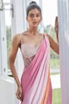 Masumi Mewawalla x AZA_Pink Mashroo Embroidered Sequins Sweetheart Ombre Corset Saree Gown _Online