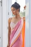 Buy_Masumi Mewawalla x AZA_Pink Mashroo Embroidered Sequins Sweetheart Ombre Corset Saree Gown _Online