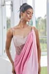 Shop_Masumi Mewawalla x AZA_Pink Mashroo Embroidered Sequins Sweetheart Ombre Corset Saree Gown _Online