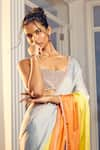 Shop_Masumi Mewawalla x AZA_Multi Color Satin Organza Embroidered Sunset Ombre Pre-draped Saree With Blouse _Online_at_Aza_Fashions