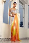 Buy_Masumi Mewawalla x AZA_Multi Color Satin Organza Embroidered Sunset Ombre Pre-draped Saree With Blouse 