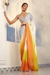 Shop_Masumi Mewawalla x AZA_Multi Color Satin Organza Embroidered Sunset Ombre Pre-draped Saree With Blouse 