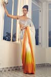 Shop_Masumi Mewawalla x AZA_Multi Color Satin Organza Embroidered Sunset Ombre Pre-draped Saree With Blouse _Online