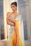 Shop_Masumi Mewawalla x AZA_Multi Color Satin Organza Embroidered Sunset Ombre Pre-draped Saree With Blouse _at_Aza_Fashions