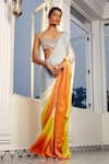 Masumi Mewawalla x AZA_Multi Color Satin Organza Embroidered Sunset Ombre Pre-draped Saree With Blouse 