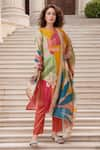 Buy_Samyukta Singhania_Multi Color Silk Blend Printed Botanical Round Kurta Set _at_Aza_Fashions