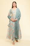 Buy_Samyukta Singhania_Grey Chanderi Embroidered Gota V Neck Leheriya Anarkali With Dupatta 