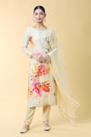 Shop_Samyukta Singhania_Cream Silk Blend Printed Bloom Round Kurta Set 