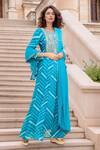 Buy_Samyukta Singhania_Blue Anarkali Organza Embroidered Gota Round With Dupatta _at_Aza_Fashions