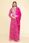 Buy_Samyukta Singhania_Pink Anarkali Organza Embroidered Zardosi Round Floral Yoke With Dupatta 