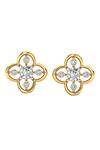 Buy_Divine Solitaires_Yellow Imitation Diamonds 18kt White Gold Ogee Shaped Stud Earrings_at_Aza_Fashions
