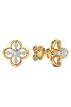 Buy_Divine Solitaires_Yellow Imitation Diamonds 18kt White Gold Ogee Shaped Stud Earrings_Online_at_Aza_Fashions