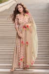 Buy_Samyukta Singhania_Ivory Anarkali Tree Cotton Printed Floral Scoop Gathered Pant Set _at_Aza_Fashions