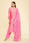 Buy_Samyukta Singhania_Pink Kurta Chanderi Silk Embroidered Gota Round Pant Set 