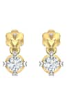 Buy_Divine Solitaires_Yellow Diamonds 18kt Gold Embellished Textured Earrings _at_Aza_Fashions