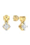 Divine Solitaires_Yellow Diamonds 18kt Gold Embellished Textured Earrings _Online_at_Aza_Fashions