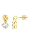 Buy_Divine Solitaires_Yellow Diamonds 18kt Gold Embellished Textured Earrings _Online_at_Aza_Fashions