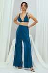 Buy_Nirmooha_Blue Plunge Bralette With Pant _at_Aza_Fashions