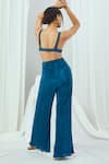 Shop_Nirmooha_Blue Plunge Bralette With Pant _at_Aza_Fashions