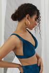 Nirmooha_Blue Plunge Bralette With Pant _at_Aza_Fashions