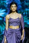 Nirmooha_Purple Organza Embroidered Abstract Bustier Sweetheart Skirt Set _Online_at_Aza_Fashions