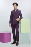 Buy_Nirmooha_Purple Linen Solid Double Breasted Blazer With Pant _at_Aza_Fashions