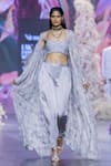 Nirmooha_Grey Butter Crepe Hand Embroidered Sequin Bustier Round Tassel Dhoti Pant Set _Online_at_Aza_Fashions