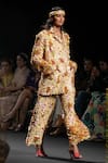 Nirmooha_Yellow Micro Embellished Sequins Lapel Collar 3d Blazer With Pant _Online_at_Aza_Fashions