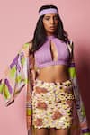 Shop_Nirmooha_Purple Lurex Embellished Sequins Band Collar Pencil Skirt With Textured Crop Top _Online_at_Aza_Fashions