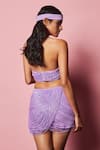 Buy_Nirmooha_Purple Mercedes Embellished Beads Halter Neck Tassel Skirt With Crop Top _Online_at_Aza_Fashions