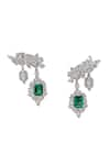 Shop_Shazé_White Marquise Stone Viridian Embellished Earrings _at_Aza_Fashions