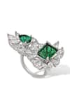 Shop_Shazé_White Marquise Stone Viridian Floral Carved Ring _at_Aza_Fashions