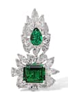 Buy_Shazé_White Marquise Stone Viridian Floral Carved Ring _Online_at_Aza_Fashions