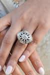 Buy_Shazé_White Marquise Stone Bianca Evil Eye Shaped Cutwork Ring _at_Aza_Fashions