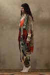 Aseem Kapoor_Multi Color Dress Natural Crepe Printed Abstract Open Veni Floral With Jacket _Online_at_Aza_Fashions