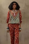 Buy_ASEEM KAPOOR_Multi Color Jacket Mushroom Twill Printed Floral Zahra Sweatshirt And Pant Set _Online_at_Aza_Fashions