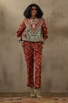 Shop_ASEEM KAPOOR_Multi Color Jacket Mushroom Twill Printed Floral Zahra Sweatshirt And Pant Set _Online_at_Aza_Fashions