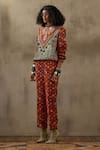 Aseem Kapoor_Multi Color Jacket Mushroom Twill Printed Floral Zahra Sweatshirt And Pant Set _at_Aza_Fashions