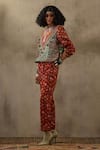 Shop_ASEEM KAPOOR_Multi Color Jacket Mushroom Twill Printed Floral Zahra Sweatshirt And Pant Set 