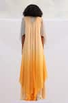 Shop_AKHL_Yellow Chiffon (100% Viscose) Illusion Ombre Mesh Kaftan Dress _at_Aza_Fashions